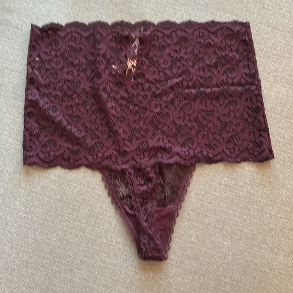 Victoria's Secret Black and Purple high rise Lace thong Panties - Picture 4 of 13